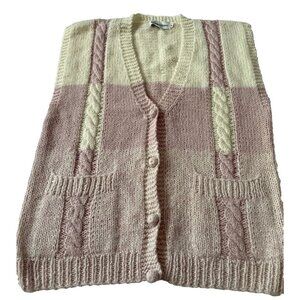 Vintage IH Collectibles Womens Pink & Cream Striped Knit Vest